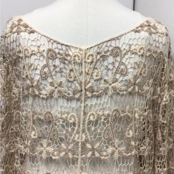 Adiva Women’s 3/4 Sleeve Scoop Neck Crochet Knit Pull Over Top, Beige, size 3X - Picture 10 of 10